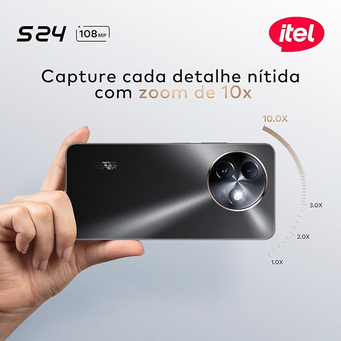 Itel S24 (256GB), tela 6,7” Câmera de 108MP