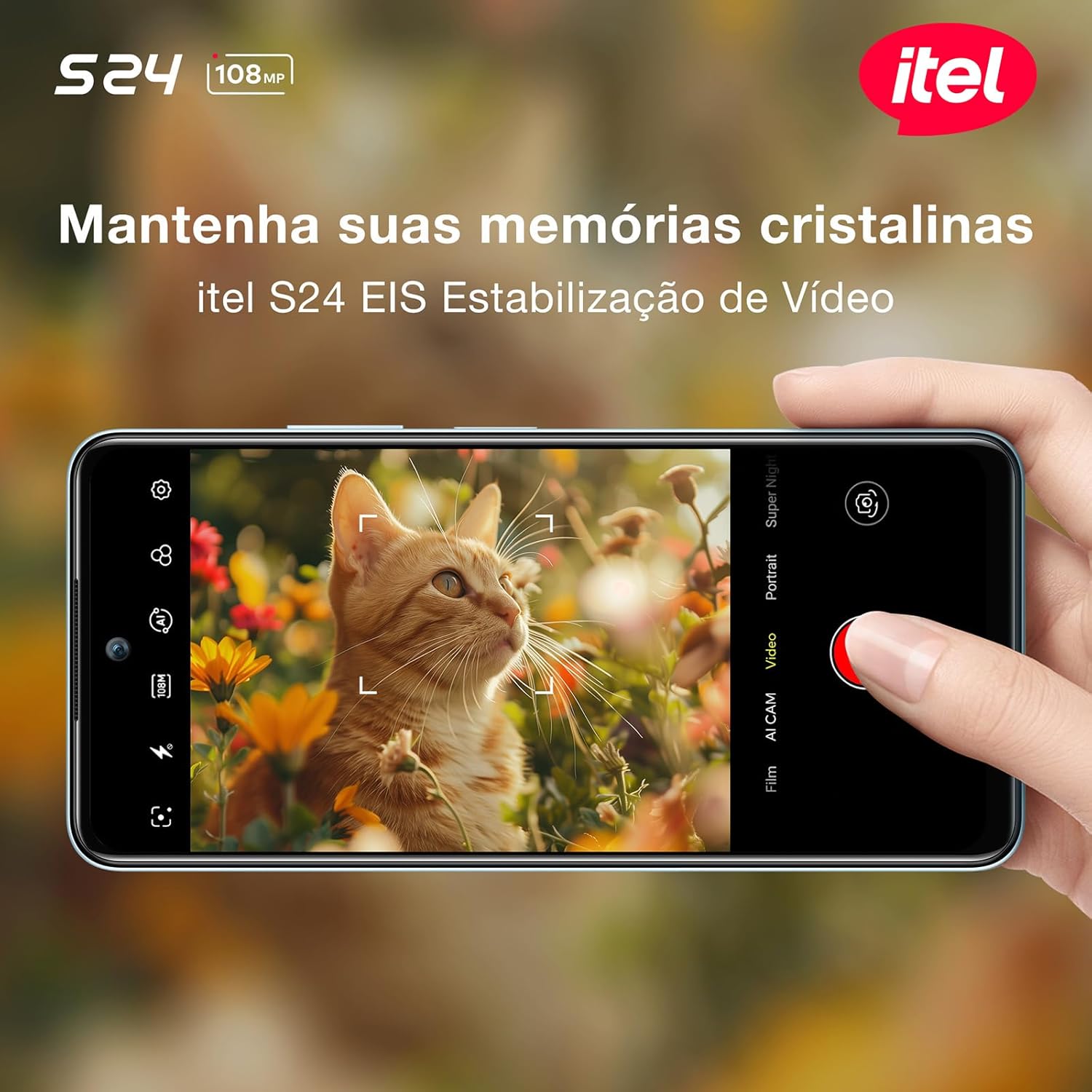 Itel S24 (256GB), tela 6,7” Câmera de 108MP